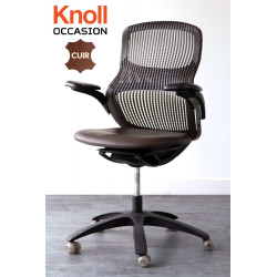 Fauteuil cuir marron Knoll