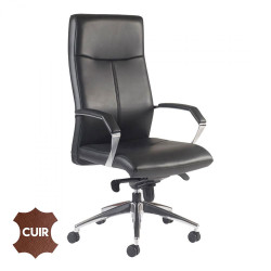 Fauteuil Cuir Noir STRATEGIE