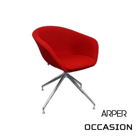 arper duna fauteuil siège chaise coque rouge pivotante