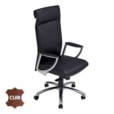 Fauteuil cuir noir haut dossier